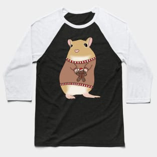 Cute golden gerbil wearing christmas jumper Baseball T-Shirt